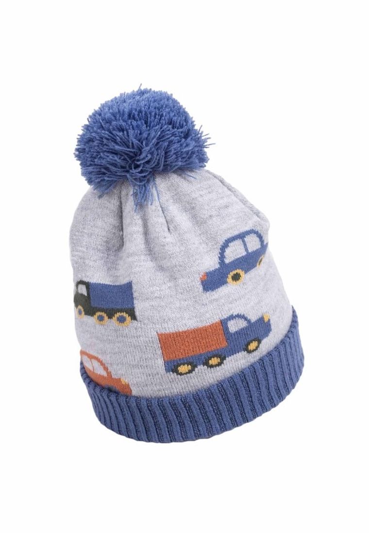 Czapka chłopięca z pomponem, szara, Yoclub