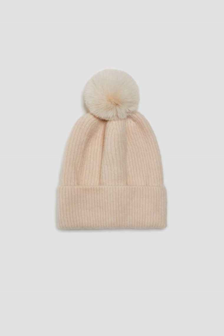 Czapka damska, beżowa, Moodo