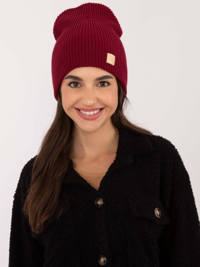 Czapka damska, bordowa, Rue Paris