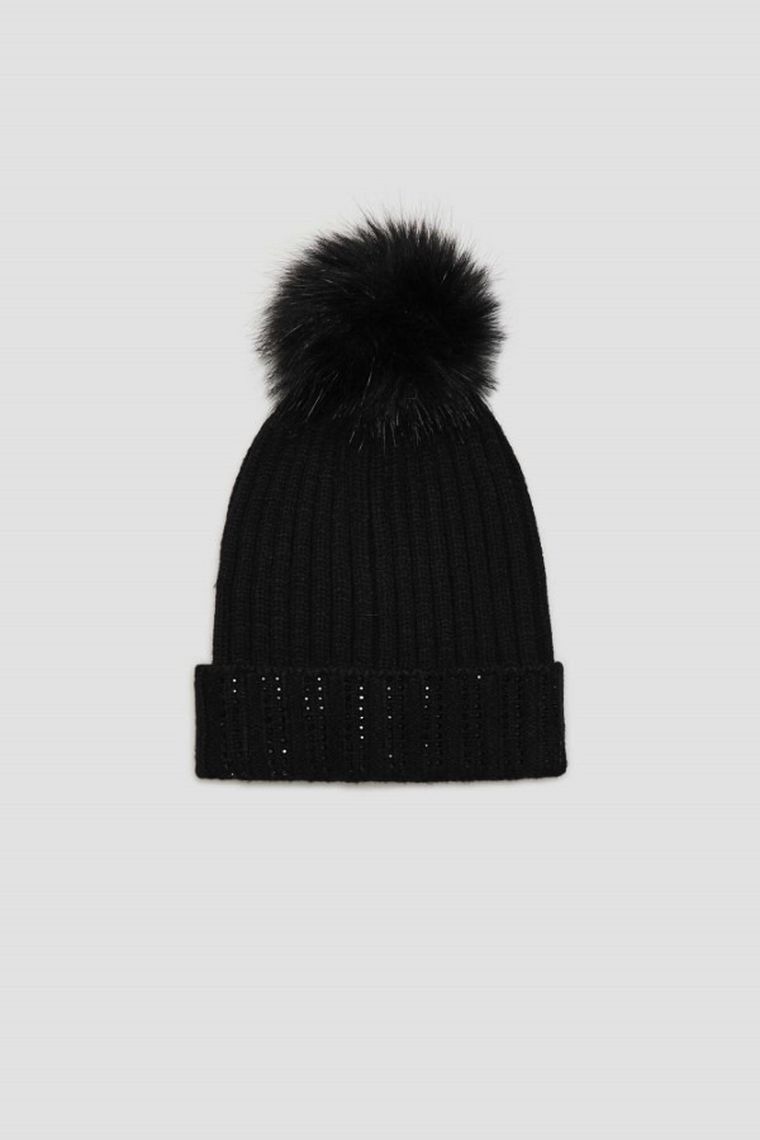 Czapka damska, czarna, Moodo