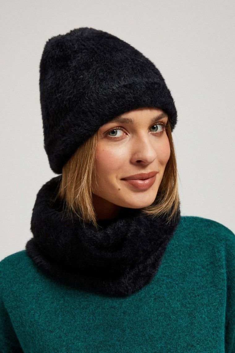 Czapka damska, czarna, Moodo