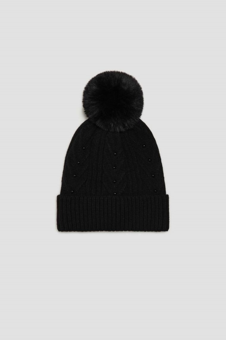 Czapka damska, czarna, Moodo