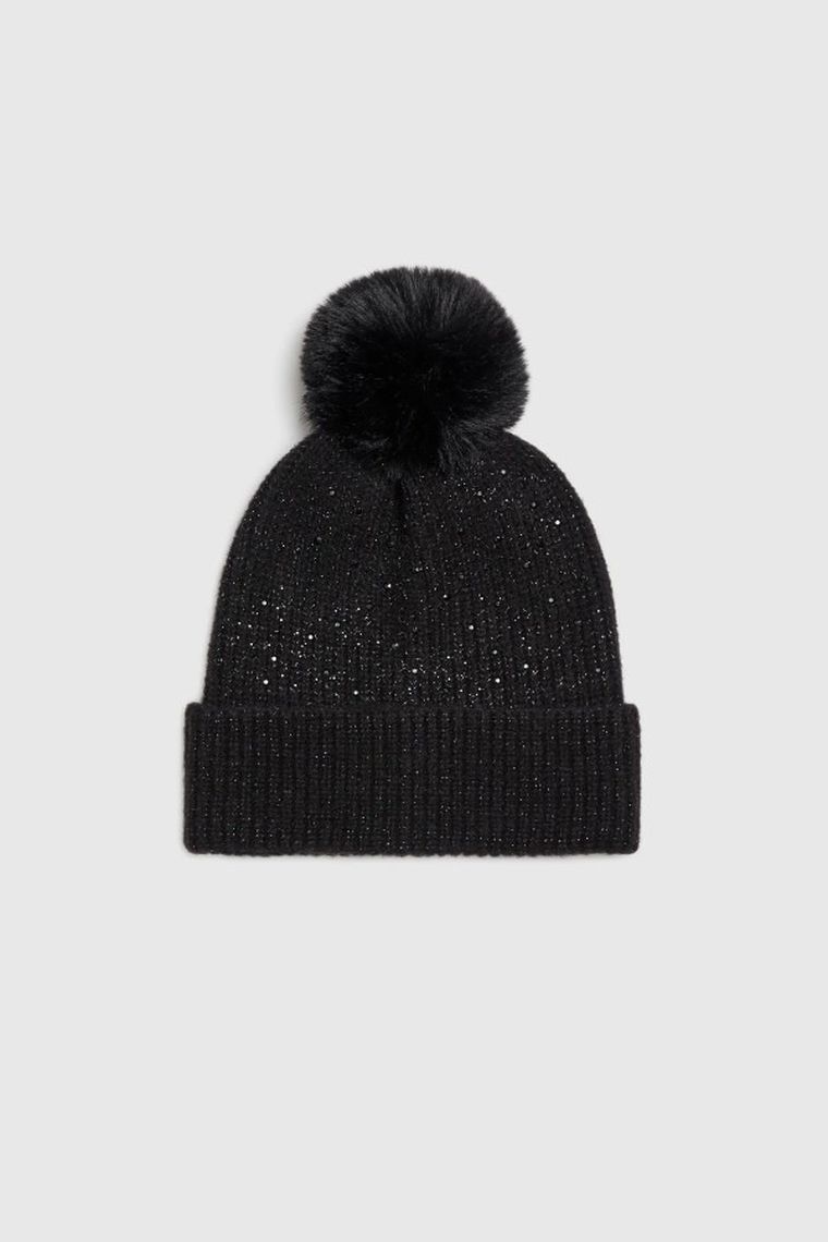 Czapka damska, czarna, Moodo