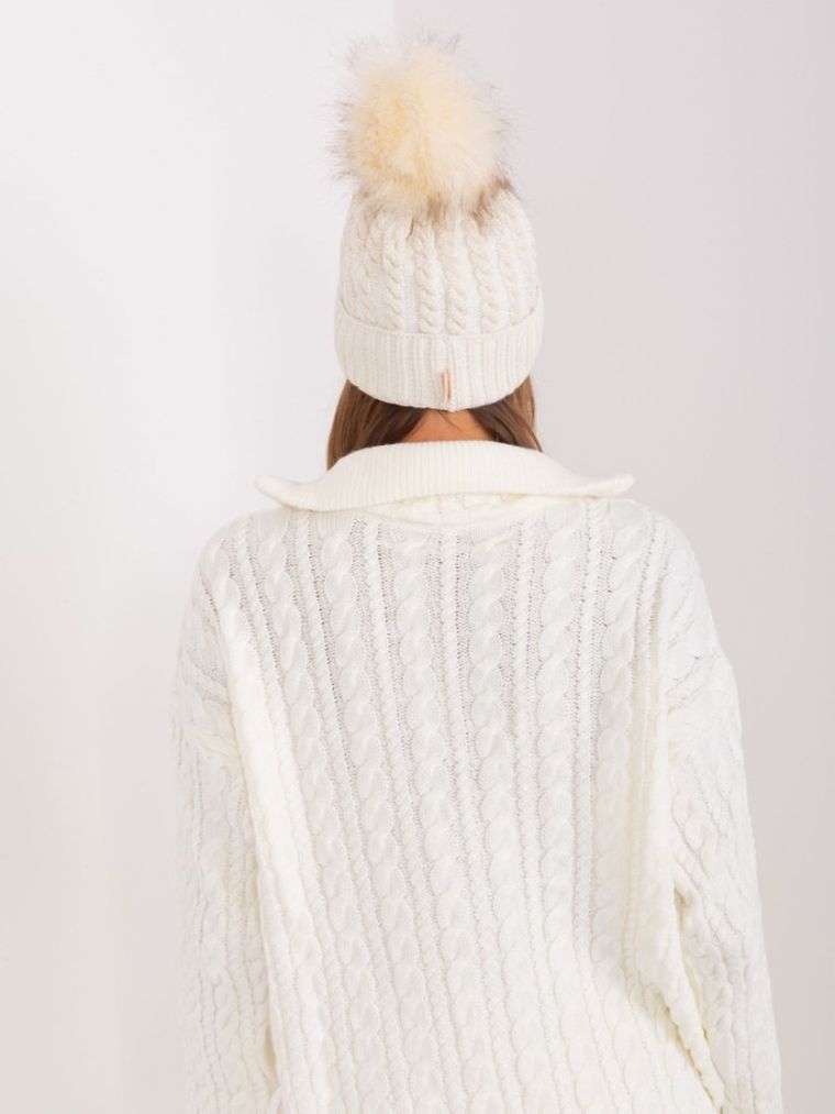 Czapka damska, ecru, Rue Paris