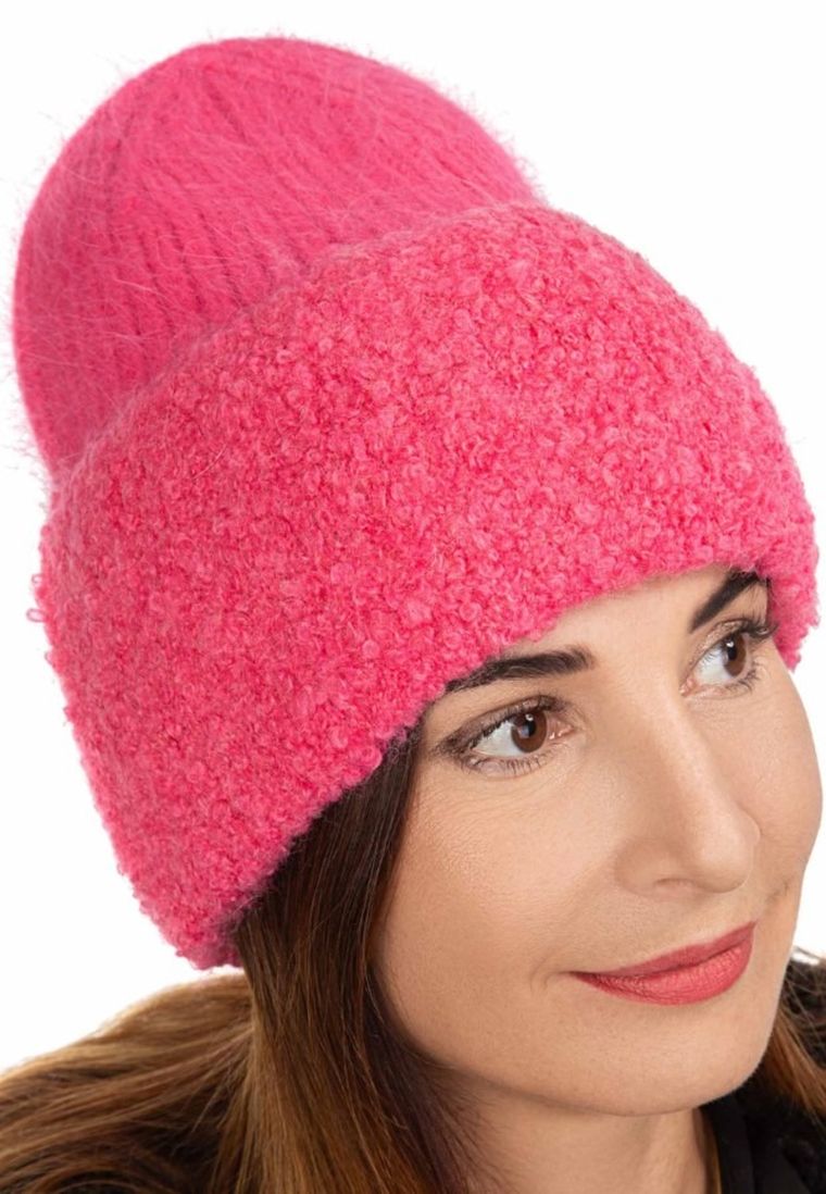 Czapka damska, różowa, Ambra