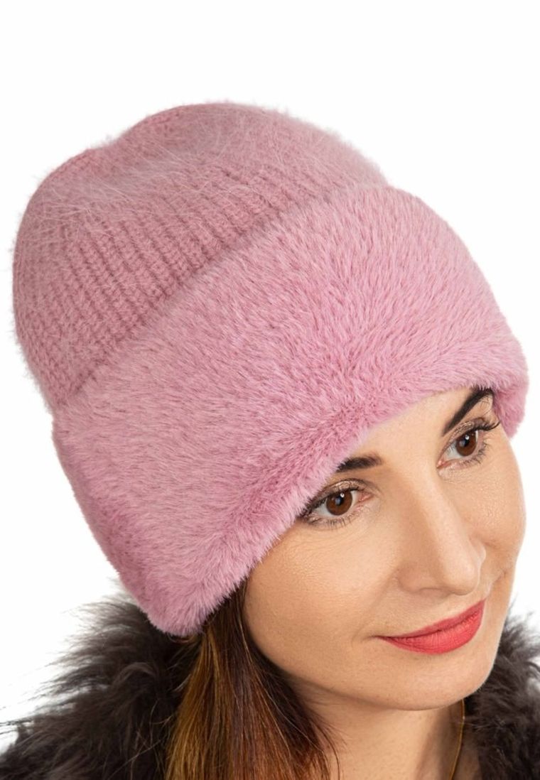 Czapka damska, różowa, Ambra