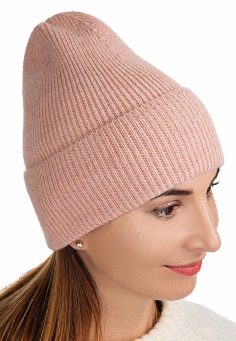 Czapka damska, różowa, Ambra