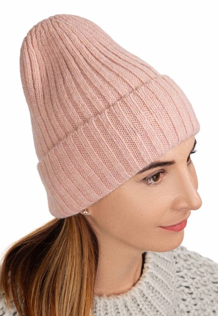 Czapka damska, różowa, Ambra