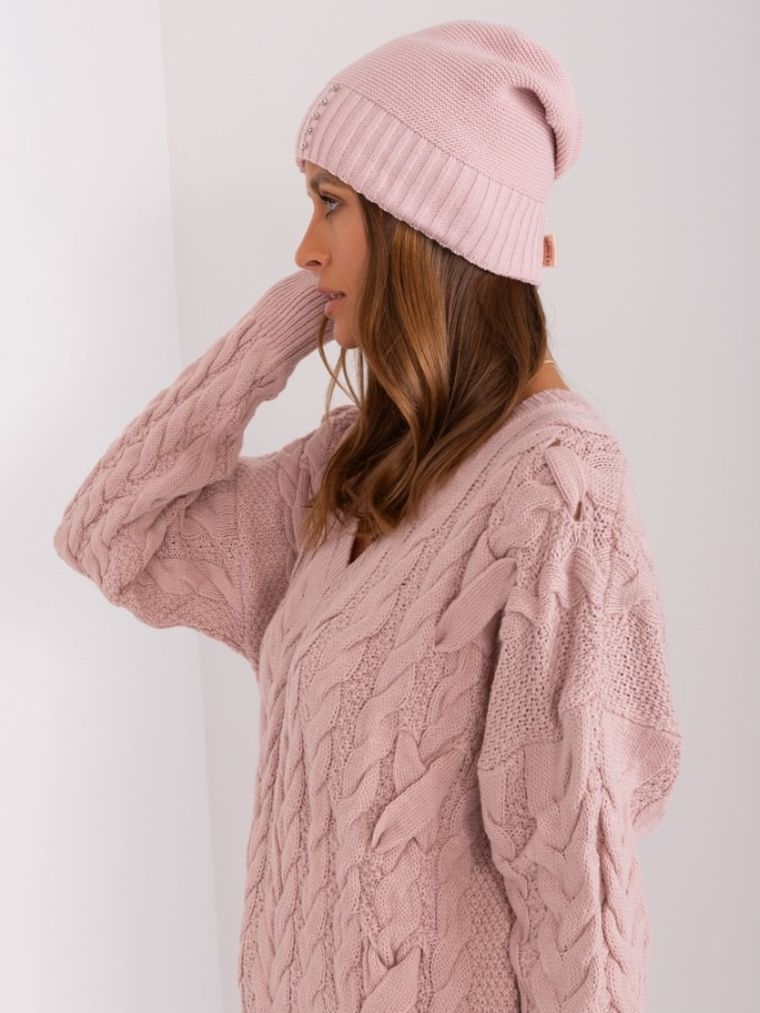 Czapka damska, różowa, Rue Paris