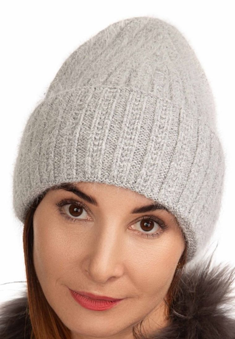 Czapka damska, szara, Ambra