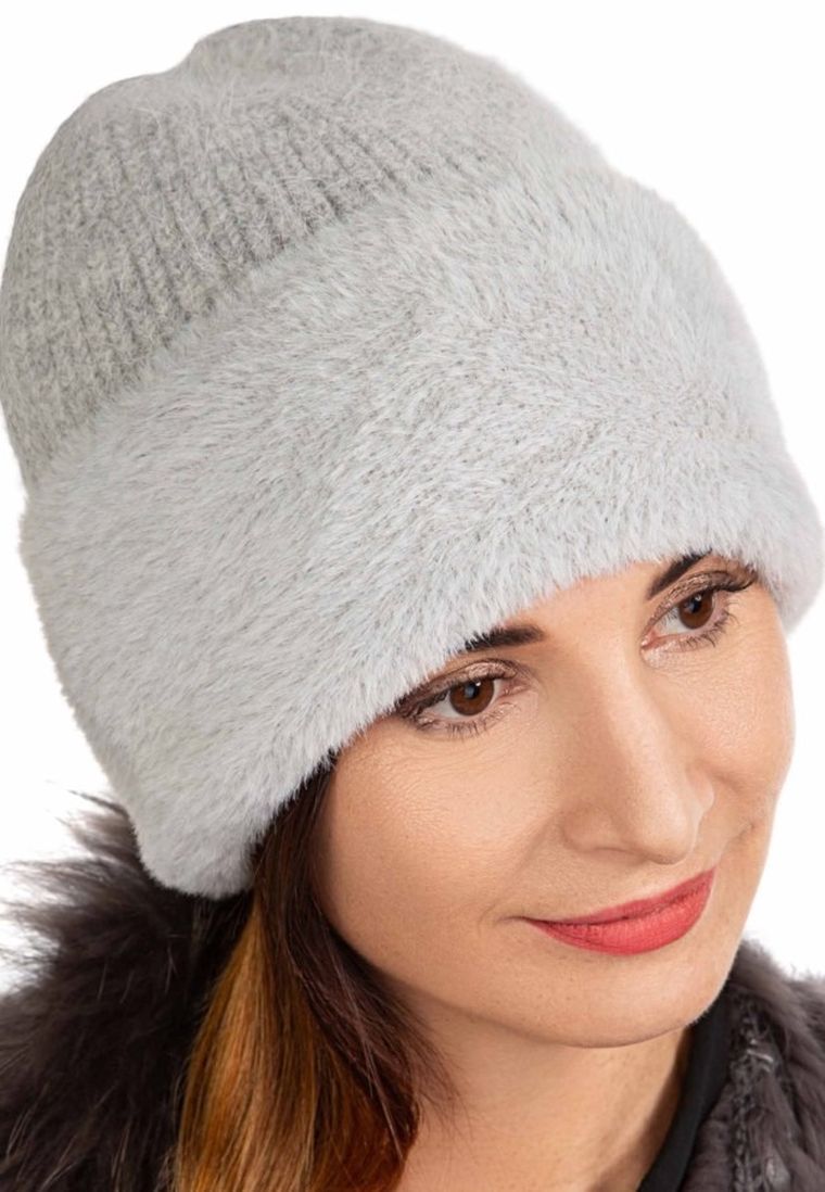 Czapka damska, szara, Ambra