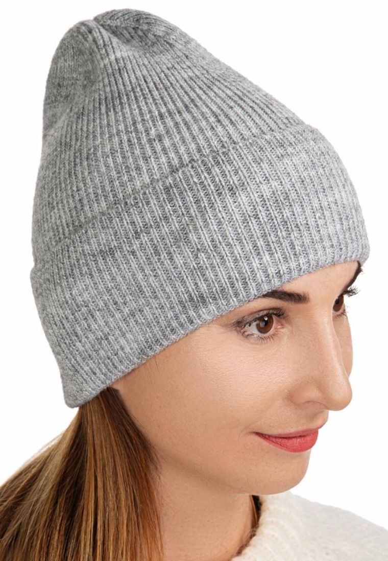 Czapka damska, szara, Ambra