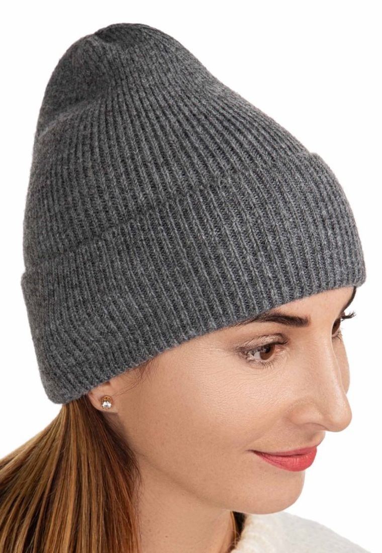 Czapka damska, szara, Ambra