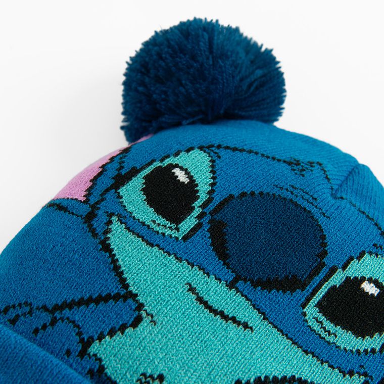 Czapka dziecięca z pomponami, niebieska, Lilo i Stitch, Licence Brand