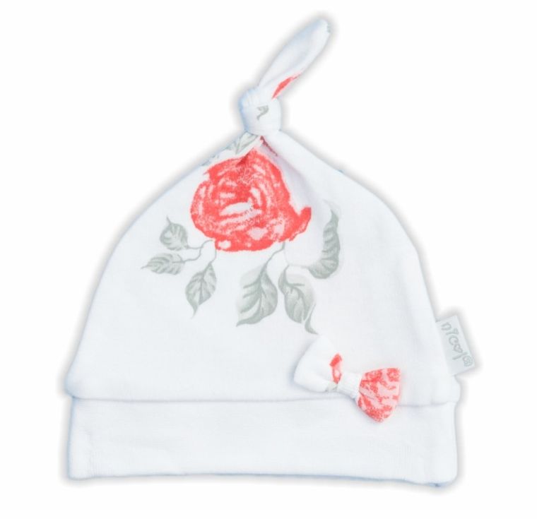 Czapka dziewczęca, biała, róże, Nicol
