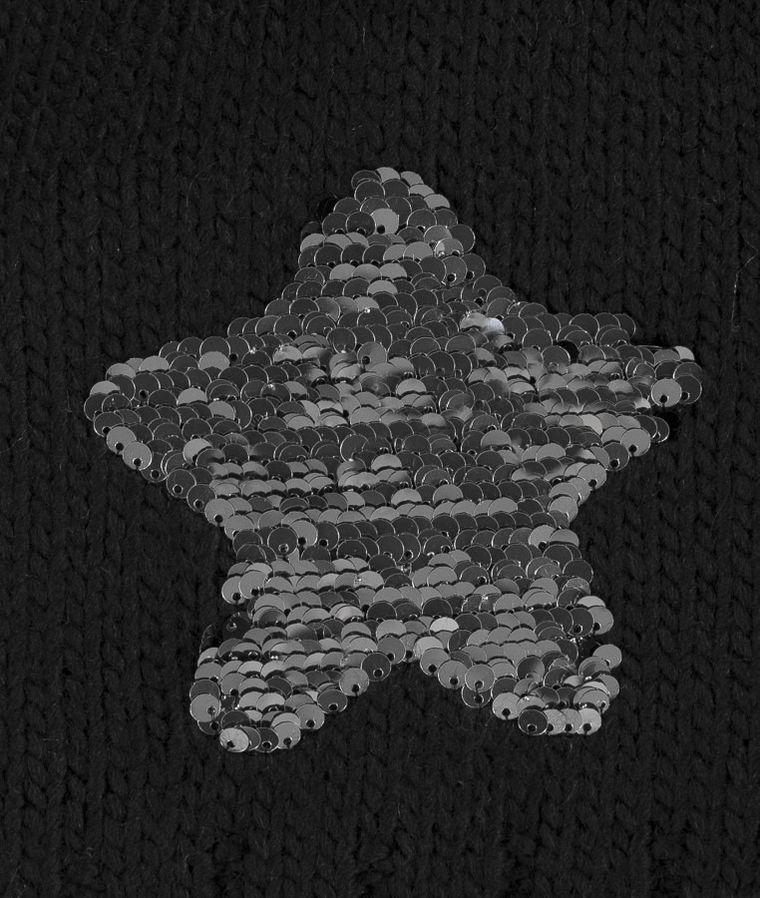 Czapka dziewczęca, czarna, dwustronne cekiny, gwiazda, Döll