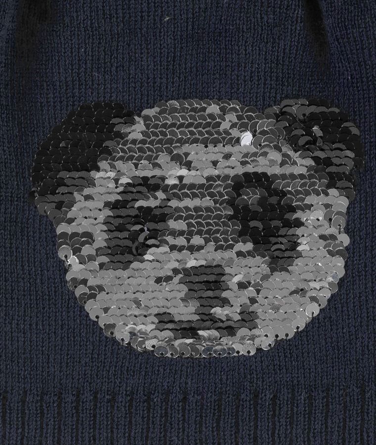 Czapka dziewczęca, granatowa, dwustronne cekiny, Döll