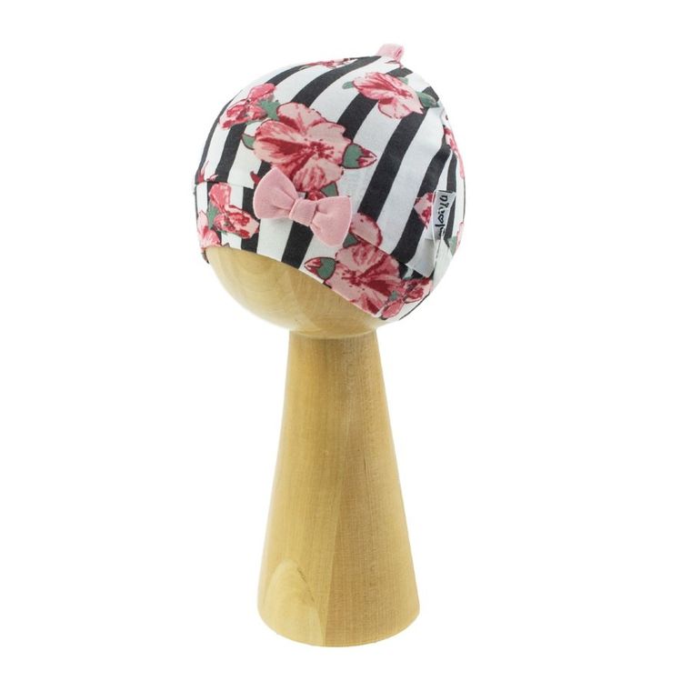 Czapka dziewczęca, mix, kwiatki, Nicol