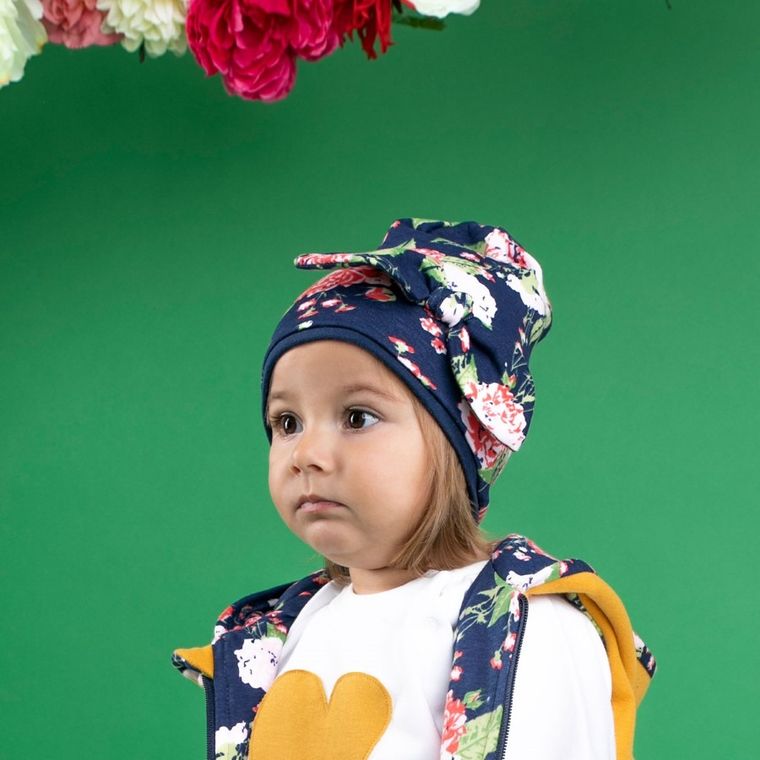 Czapka dziewczęca, mix, kwiaty, Nicol