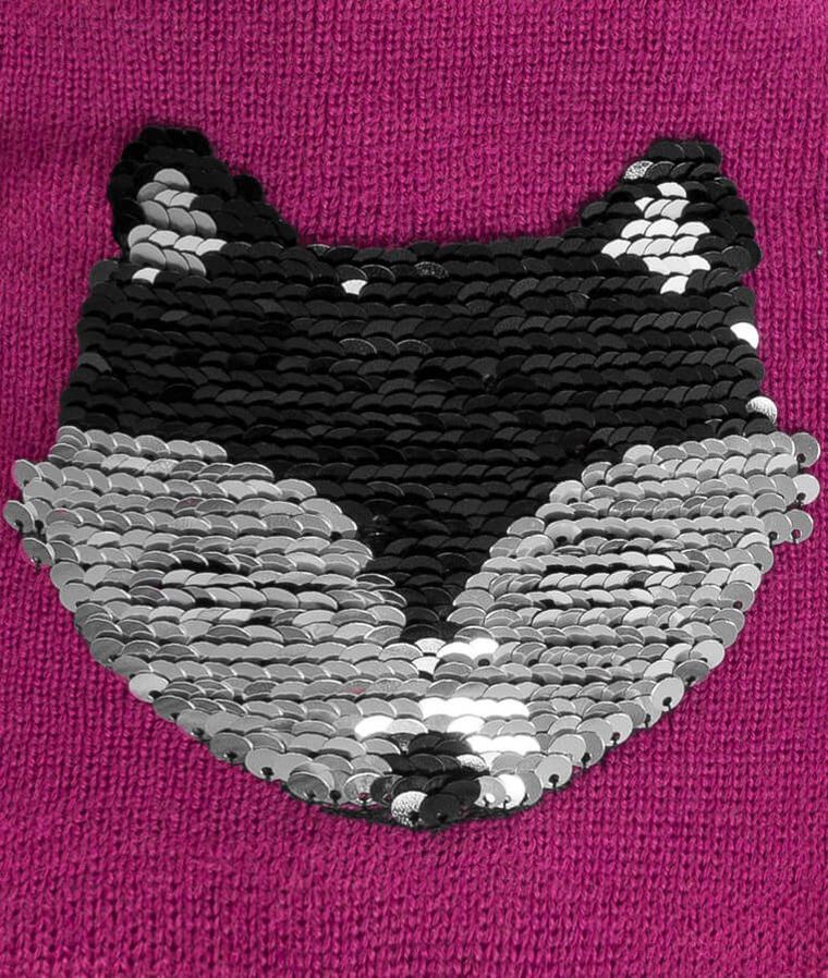 Czapka dziewczęca, różowa, dwustronne cekiny, lis, Döll