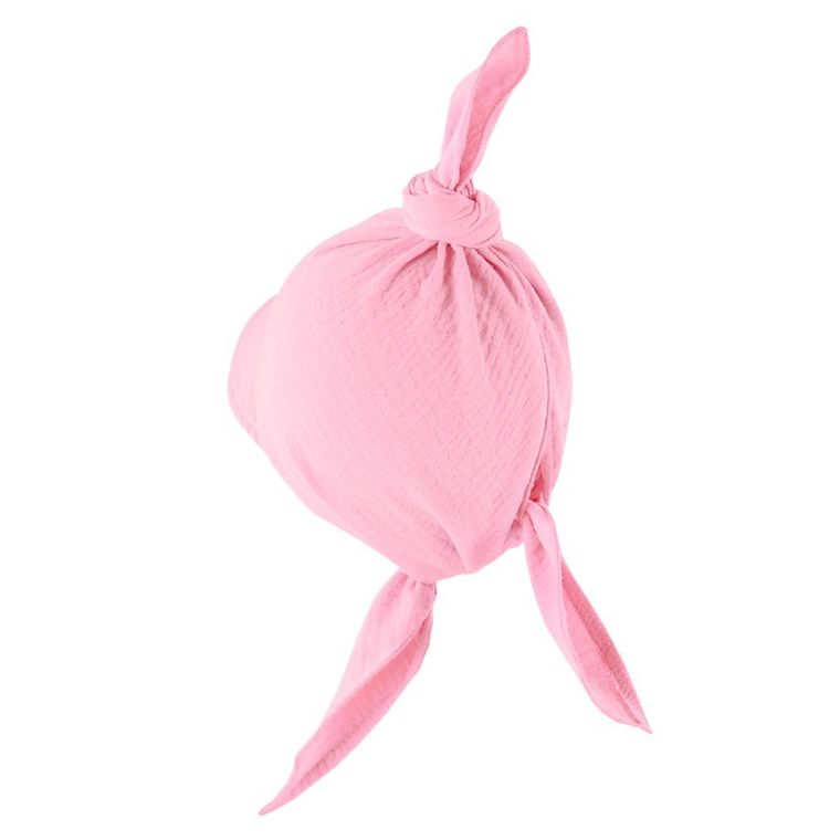 Czapka dziewczęca, różowa, muślinowa, Eevi