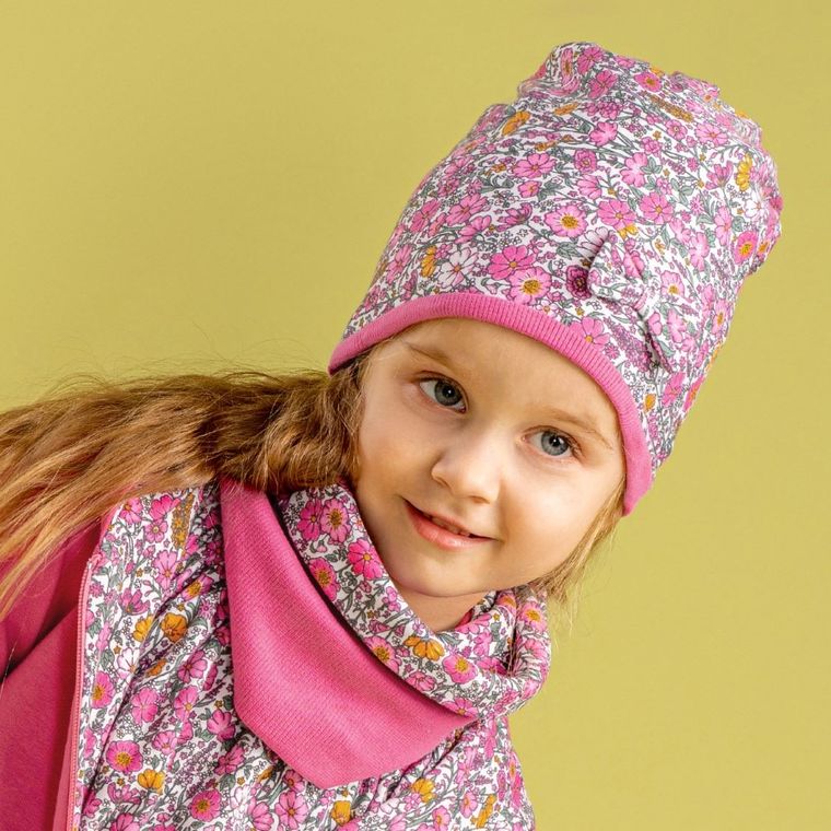 Czapka dziewczęca, różowa, Nicol