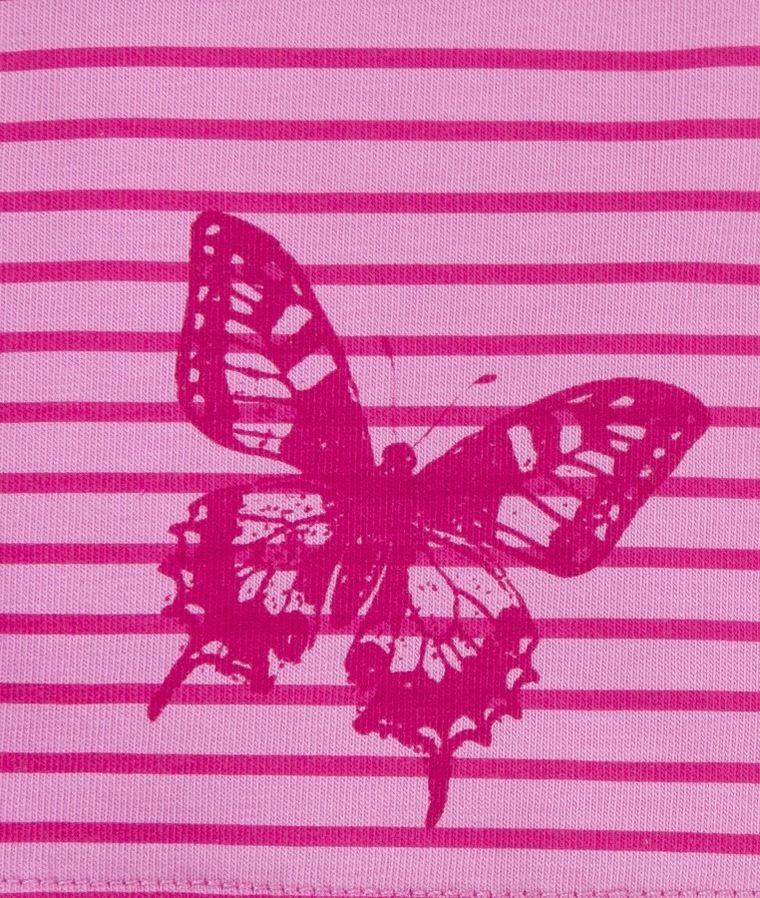 Czapka dziewczęca, różowa, paski, motyl, Döll