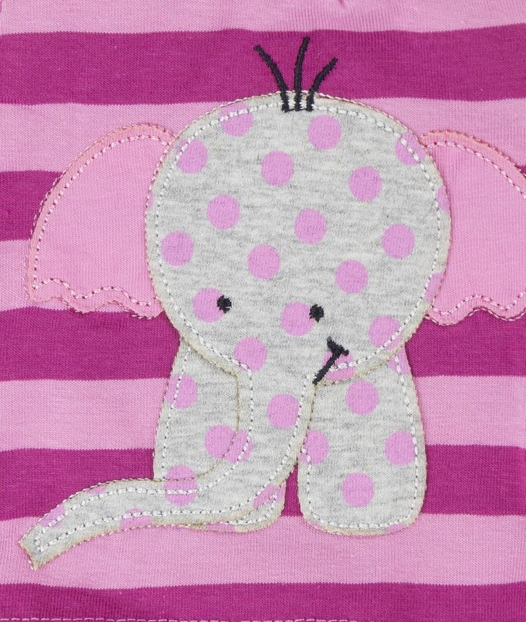 Czapka dziewczęca, różowa, paski, słonik, Döll