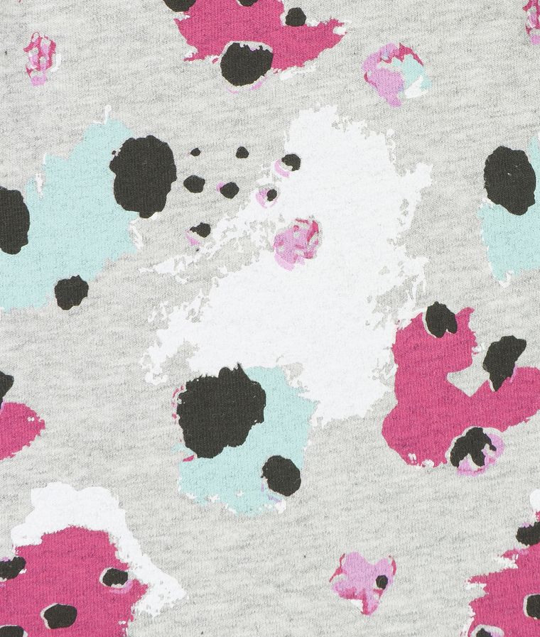 Czapka dziewczęca, szara, kolorowe wzory, Döll