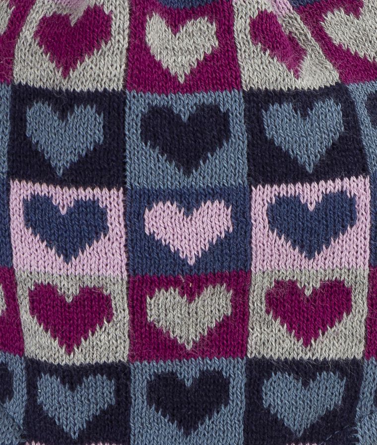 Czapka dziewczęca, wiązana, mix, serca, Döll