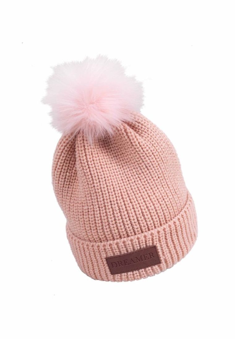 Czapka dziewczęca z pomponem, beżowa, Yoclub