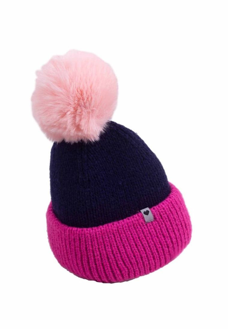 Czapka dziewczęca z pomponem, granatowa, Yoclub