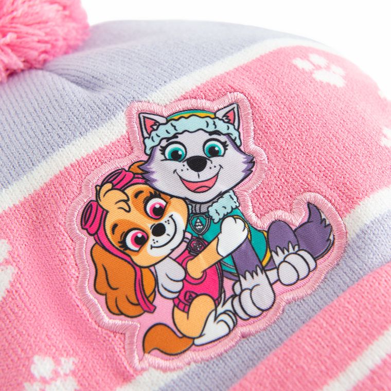Czapka dziewczęca z pomponem, różowa, Psi Patrol, Licence Brand