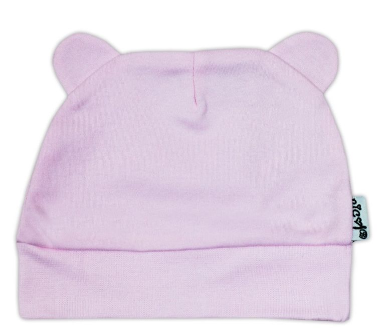 Czapka dziewczęca z uszkami, różowa, Nicol