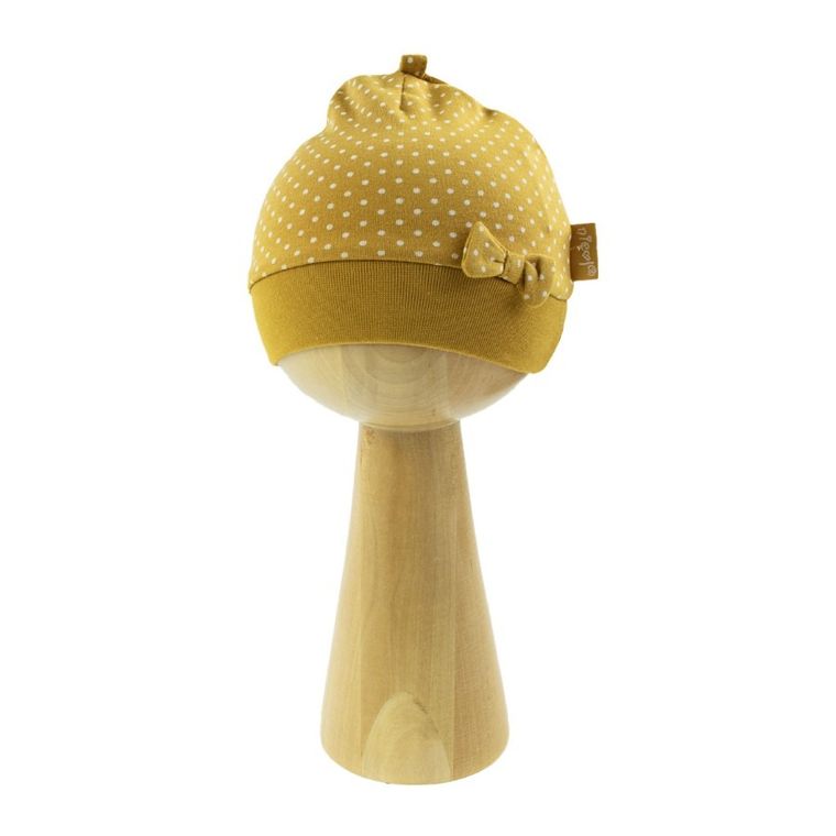 Czapka dziewczęca, żółta, kropeczki, Nicol