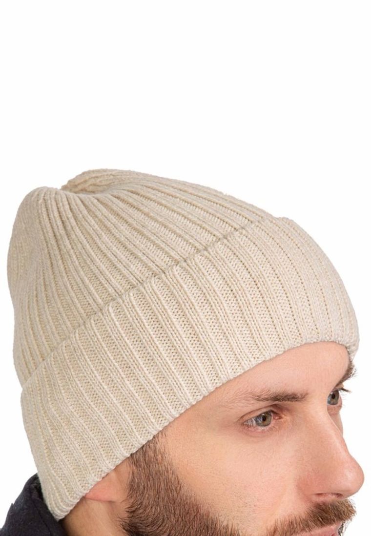 Czapka męska, beżowa, Ambra