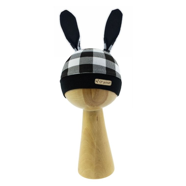 Czapka niemowlęca, biało-czarna, Nicol