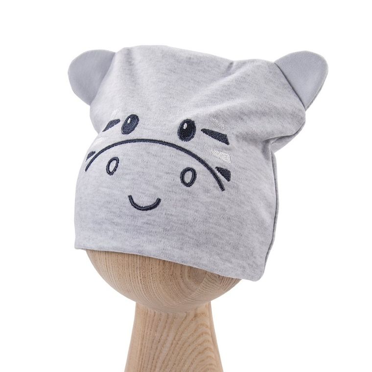 Czapka niemowlęca, szara, zebra, Eevi