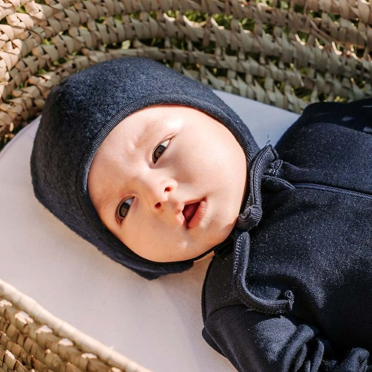 Czapka niemowlęca, wełniana, granatowa, Eevi