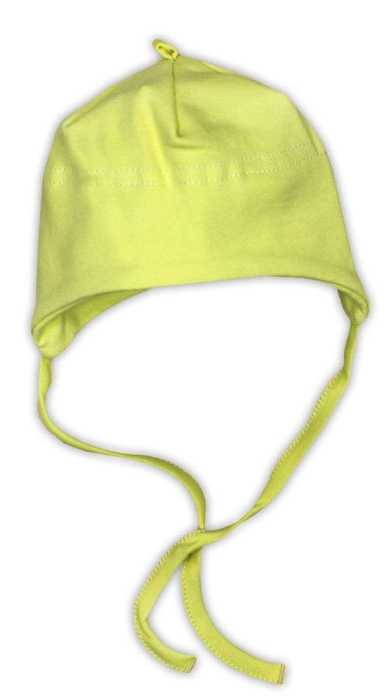 Czapka niemowlęca, wiązana, limonkowa, Nicol