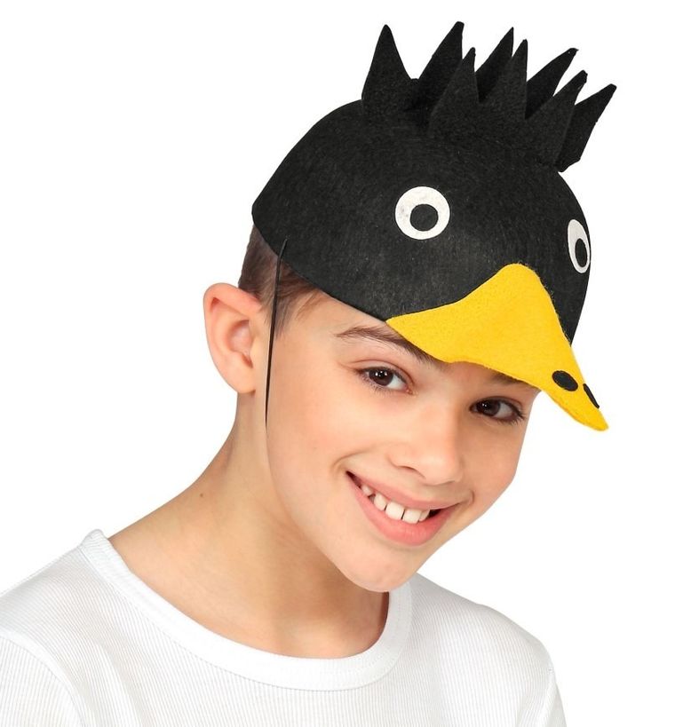 Czapka, ptak, czarna