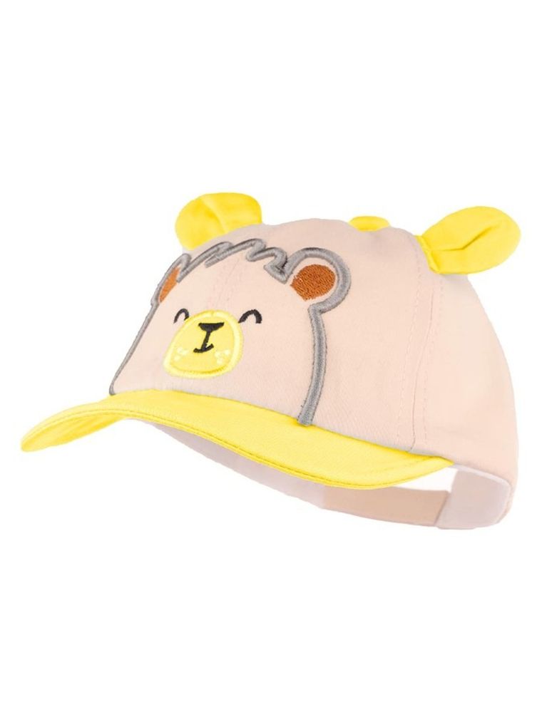 Czapka z daszkiem chłopięca, beżowo-żółta, Ambra