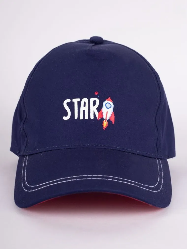 Czapka z daszkiem chłopięca, ciemnoniebieska, Yoclub