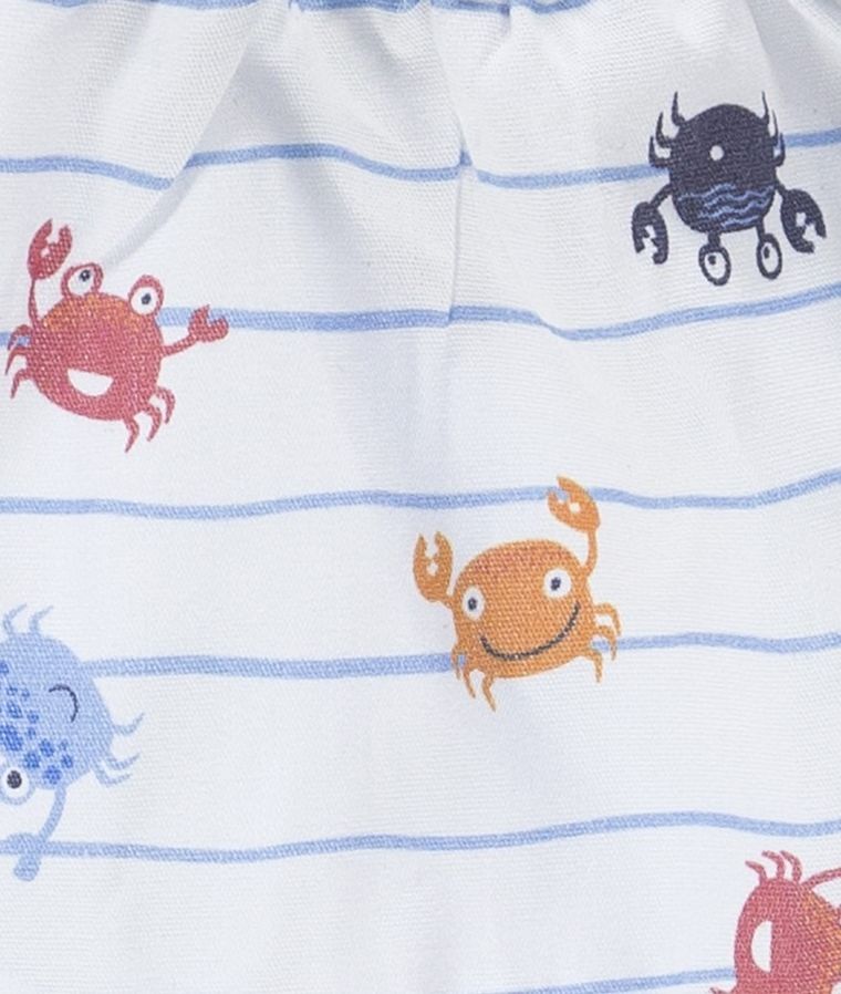 Czapka z daszkiem chłopięca, wiązana, biała, kraby, Döll