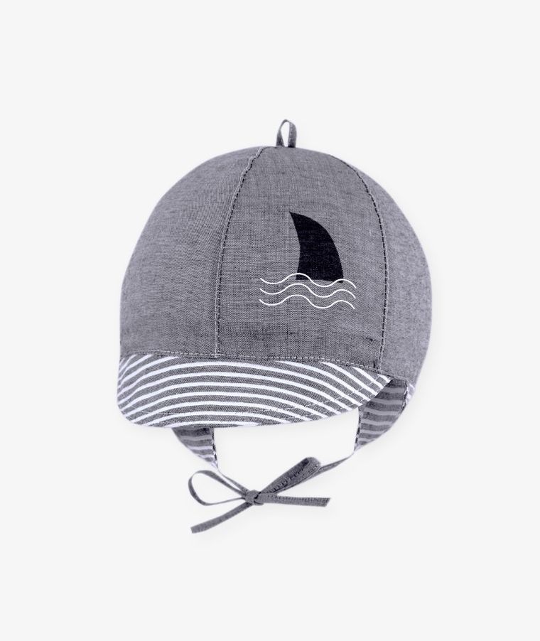 Czapka z daszkiem chłopięca, wiązana, szara, Iltom
