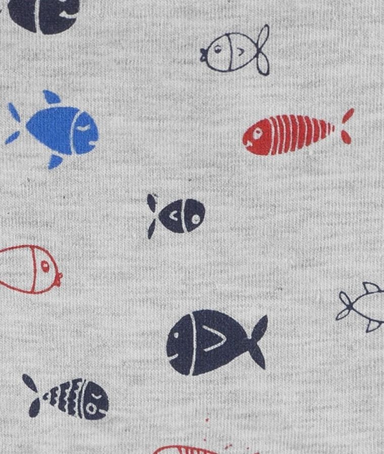 Czapka z daszkiem chłopięca, wiązana, szara, rybki, Döll