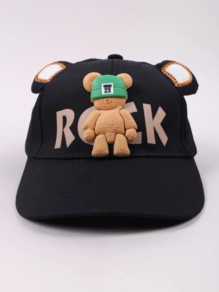 Czapka z daszkiem dziecięca, czarna, Yoclub