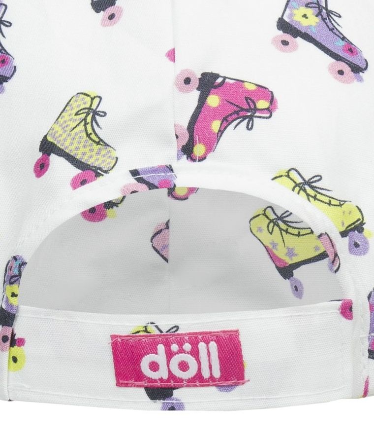 Czapka z daszkiem dziewczęca, biała, wrotki, Döll