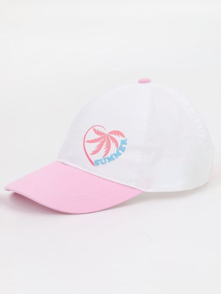 Czapka z daszkiem dziewczęca, biała, Yoclub