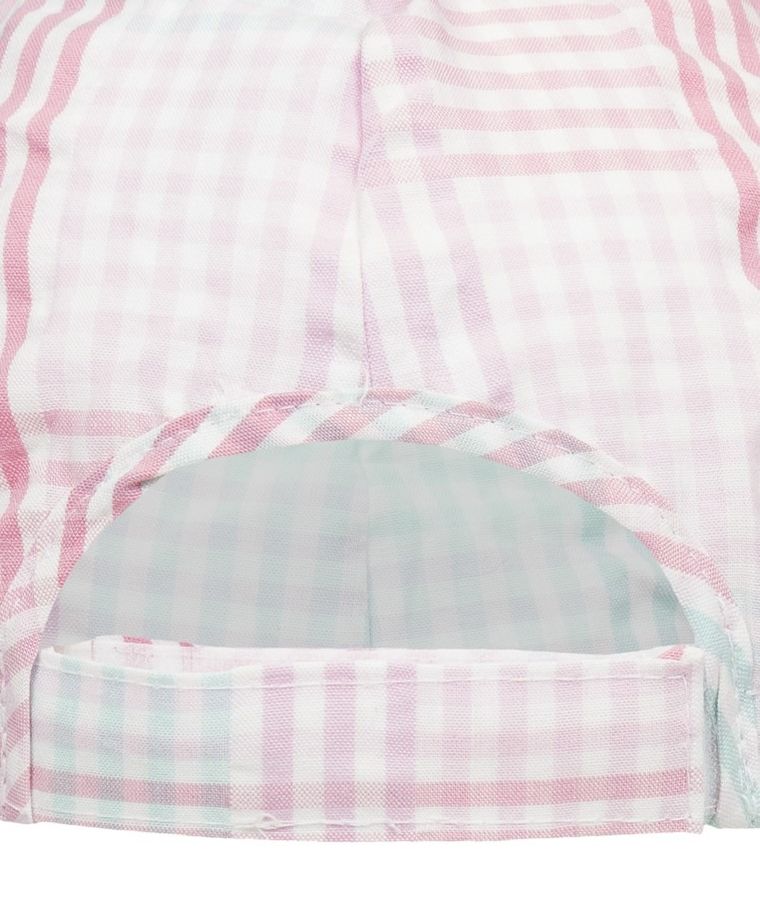 Czapka z daszkiem dziewczęca, biało-różowa, kratka, Döll